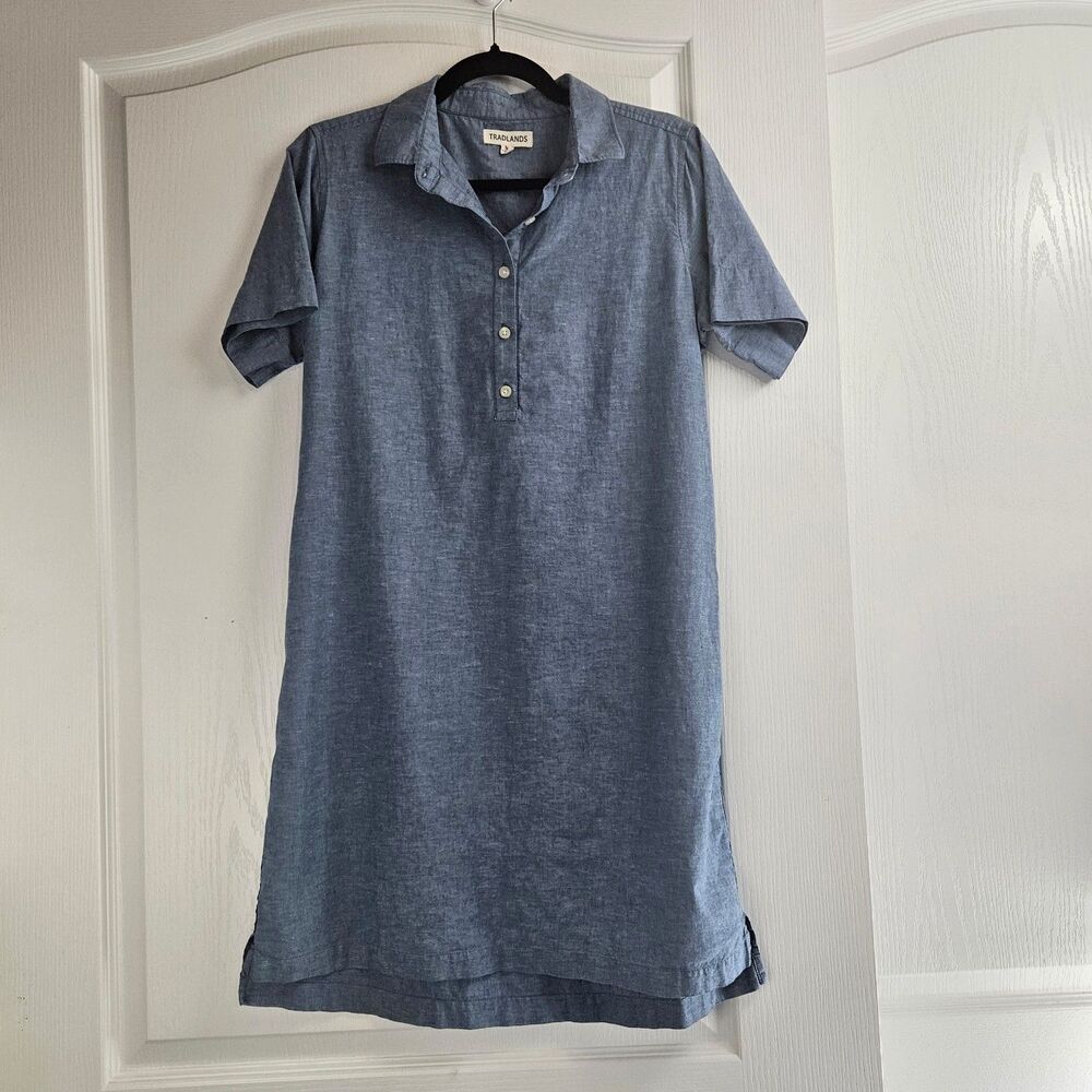 TRADLANDS Linen Shirt Dress Minimalist Shift Sz M Popover Midi Tuckernuck brand